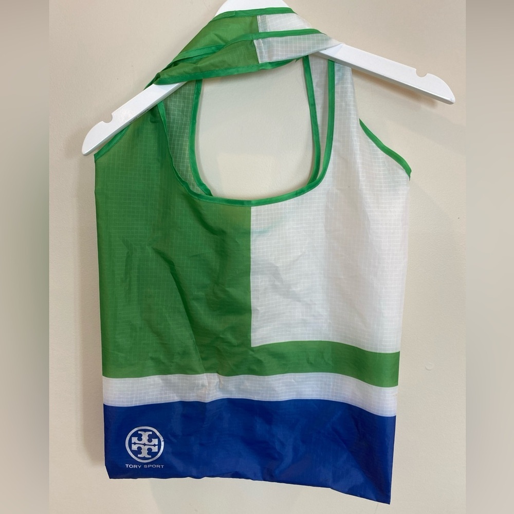 Tory Burch Green White Blue Tote Bag